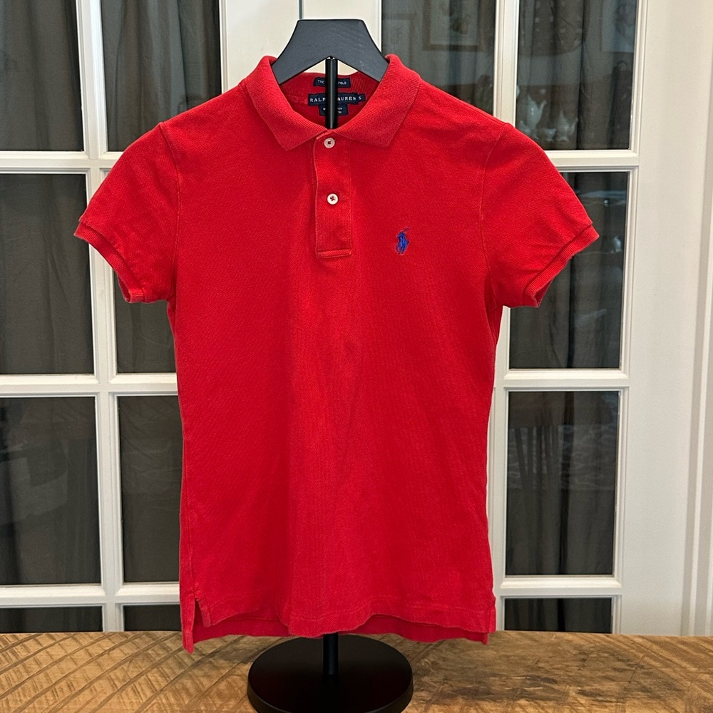 Ralph Lauren EUC Small Kids Skinny Fit Polo Shirt in Red